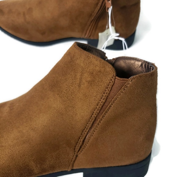 Ankle Booties Faux Vegan Suade Brown Boots Fashion - Picture 4 of 8